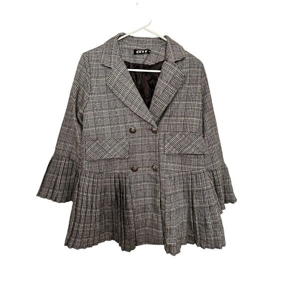 Women's Double Breasted Pleated Plaid Blazer M RoxyMC‎ - Picture 4 of 6